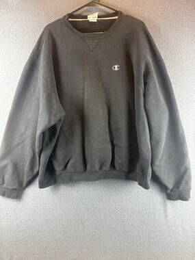 Vintage 90s Champion Black Crewneck Sweatshirt Men 2XL Mexico Made